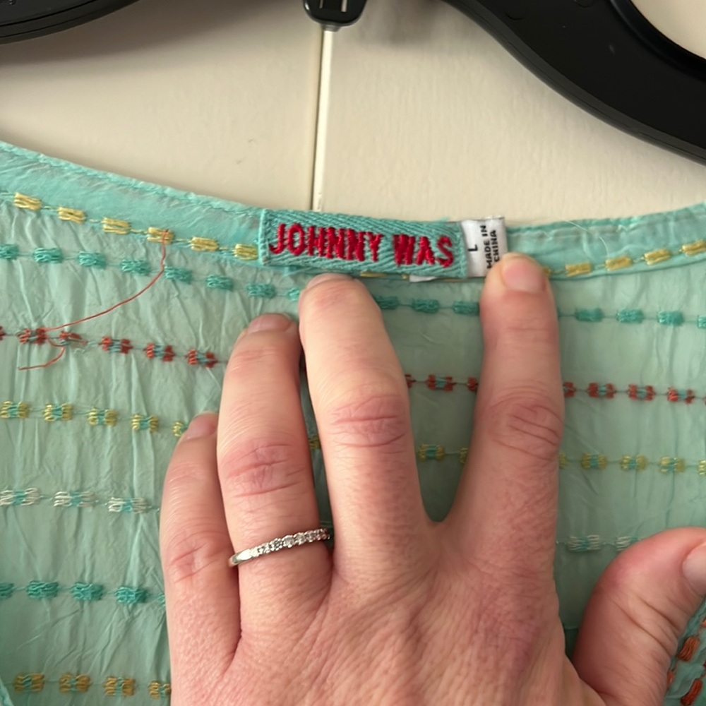 Johnny Was Aqua Embroidered tunic top large - Picture 2 of 16